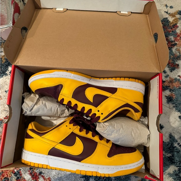 Nike Other - Nike Dunk Low Yellow and Maroon Sneakers